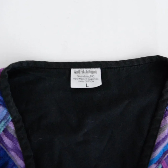 World Folk Art Imports Purple Aztec 100% Cotton Handmade Sleeveless Vest  LG - Picture 11 of 11